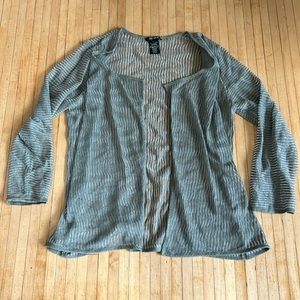 Sheer Dusty Green Open Cardigan